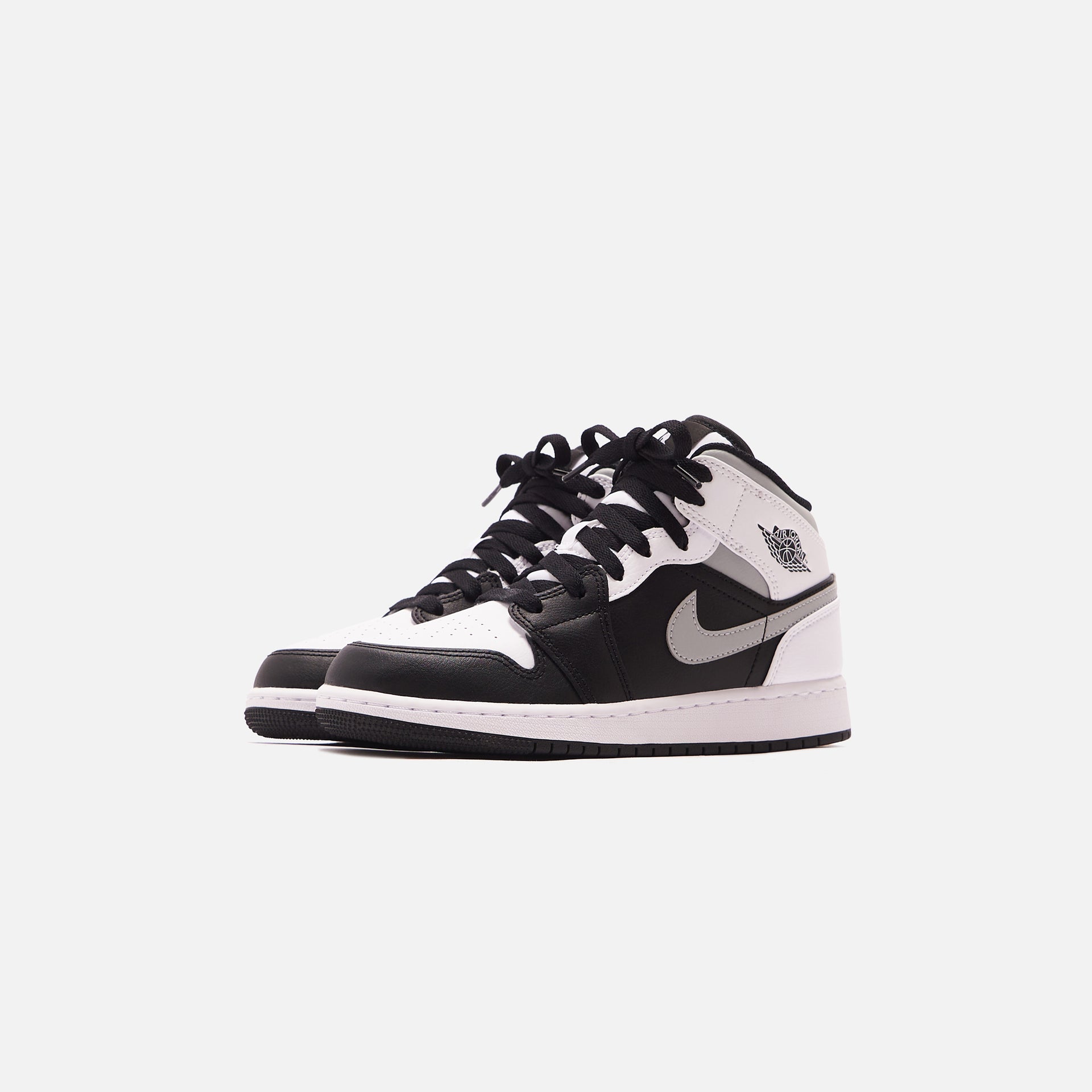 Nike Grade School Air Jordan 1 Mid BG - Black / White / Light Smoke Grey