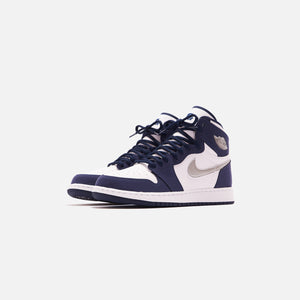 Nike Grade School Air Jordan 1 Retro High OG - White / Metallic Silver / Midnight