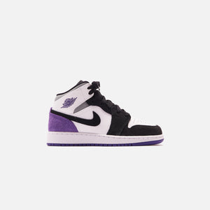 Nike Air Jordan 1 Mid SE BG - White / Court Purple / Black