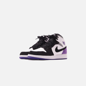 Nike Air Jordan 1 Mid SE BG - White / Court Purple / Black