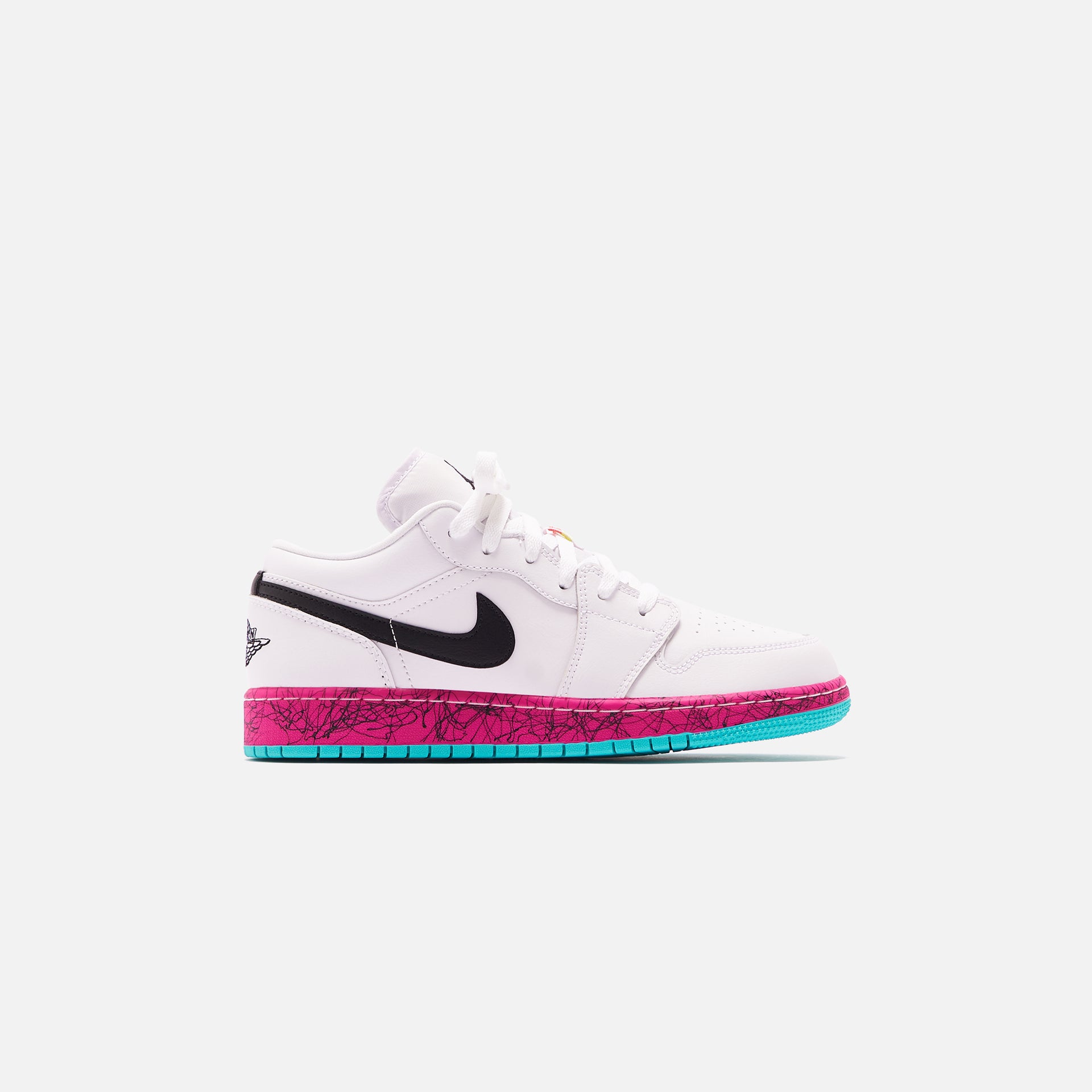 Nike Grade School Air Jordan 1 Low - White / Black / Laser Crimson / Volt