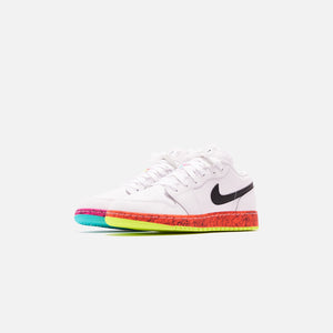 Nike Grade School Air Jordan 1 Low - White / Black / Laser Crimson / Volt