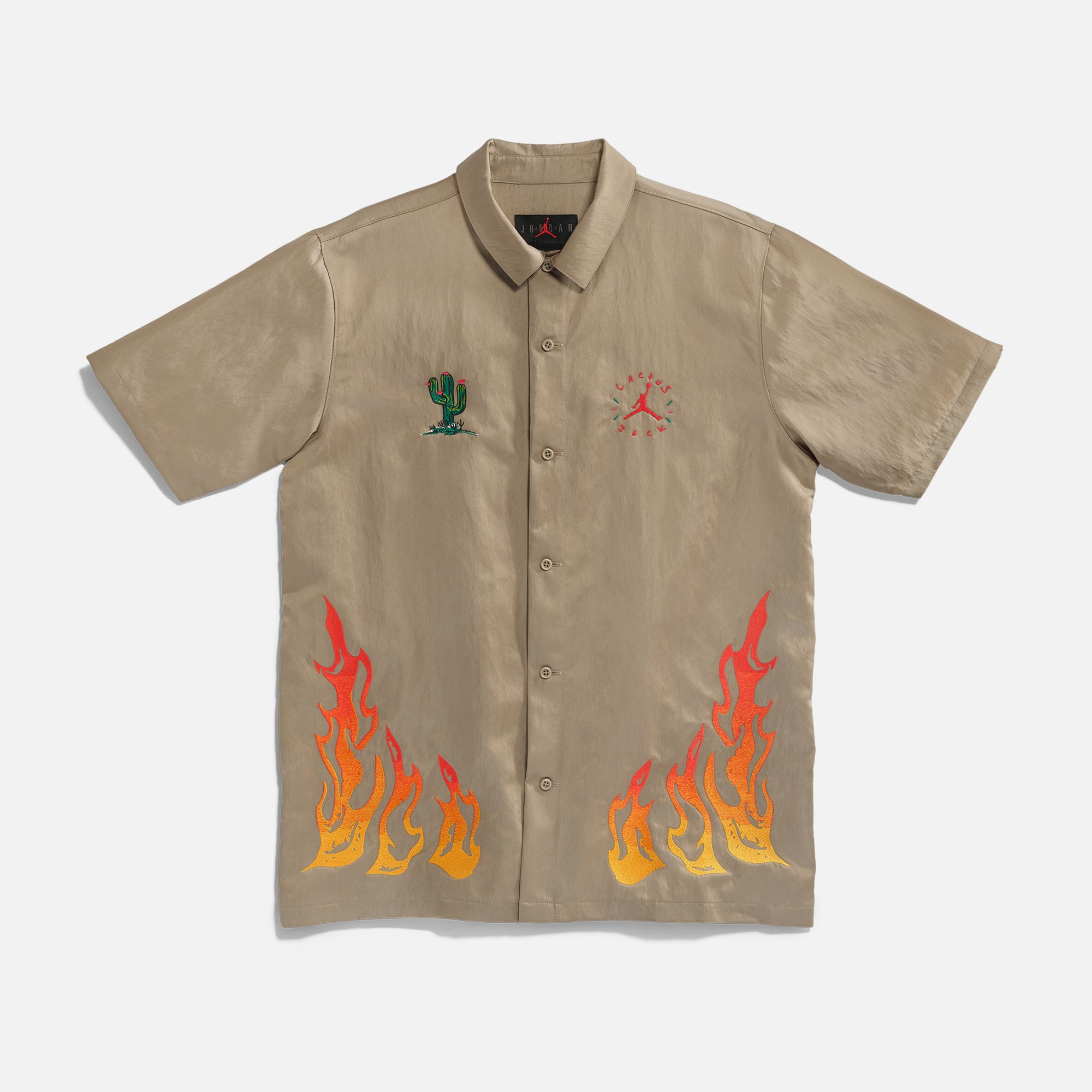 Nike x Travis Scott Air Jordan Button-Down Top - Khaki / University Red