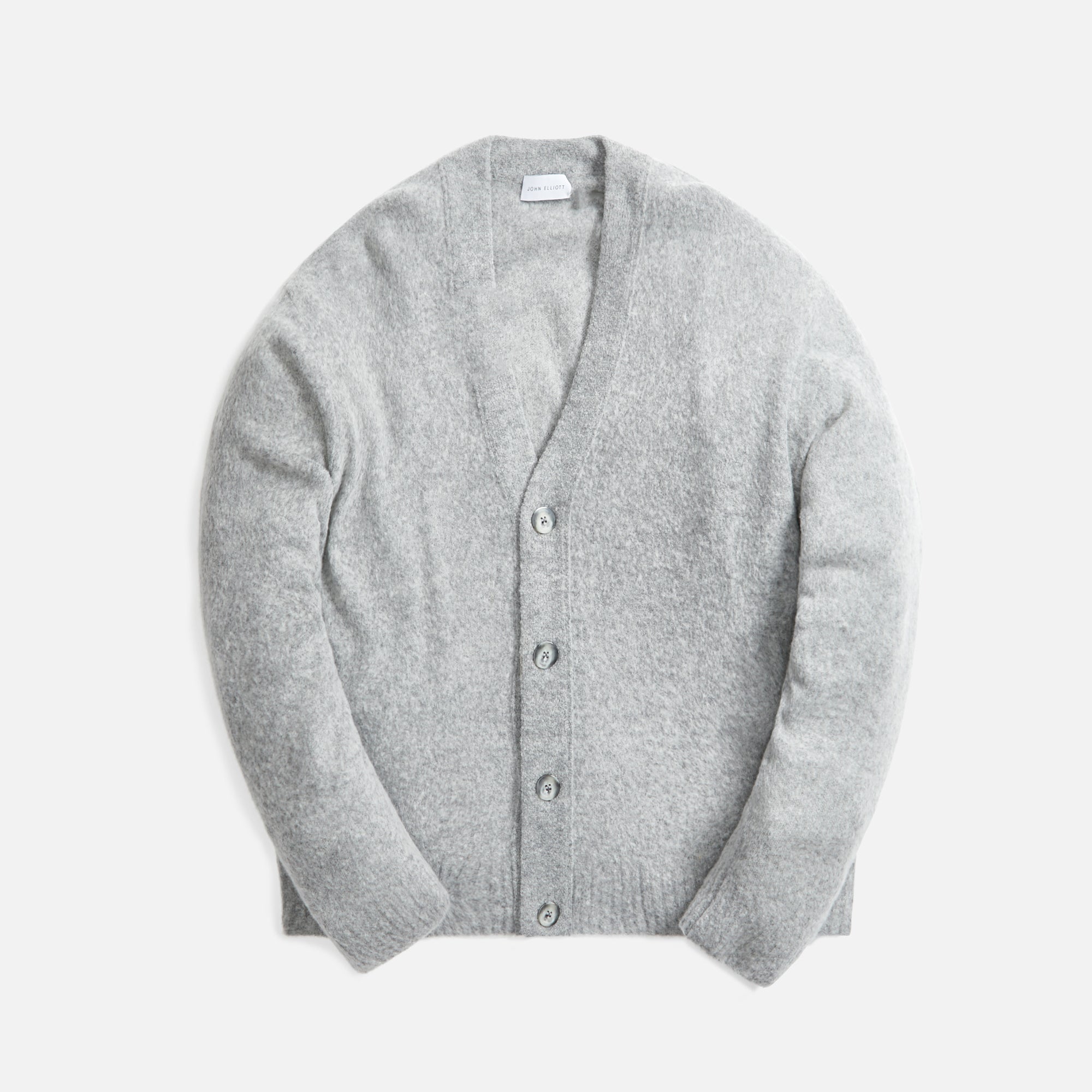 John Elliott Wool Powder Knit Cardigan Grey Kith