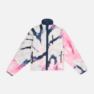 John Elliott Tie Dye Polar Fleece Zip Up - Pink / Navy
