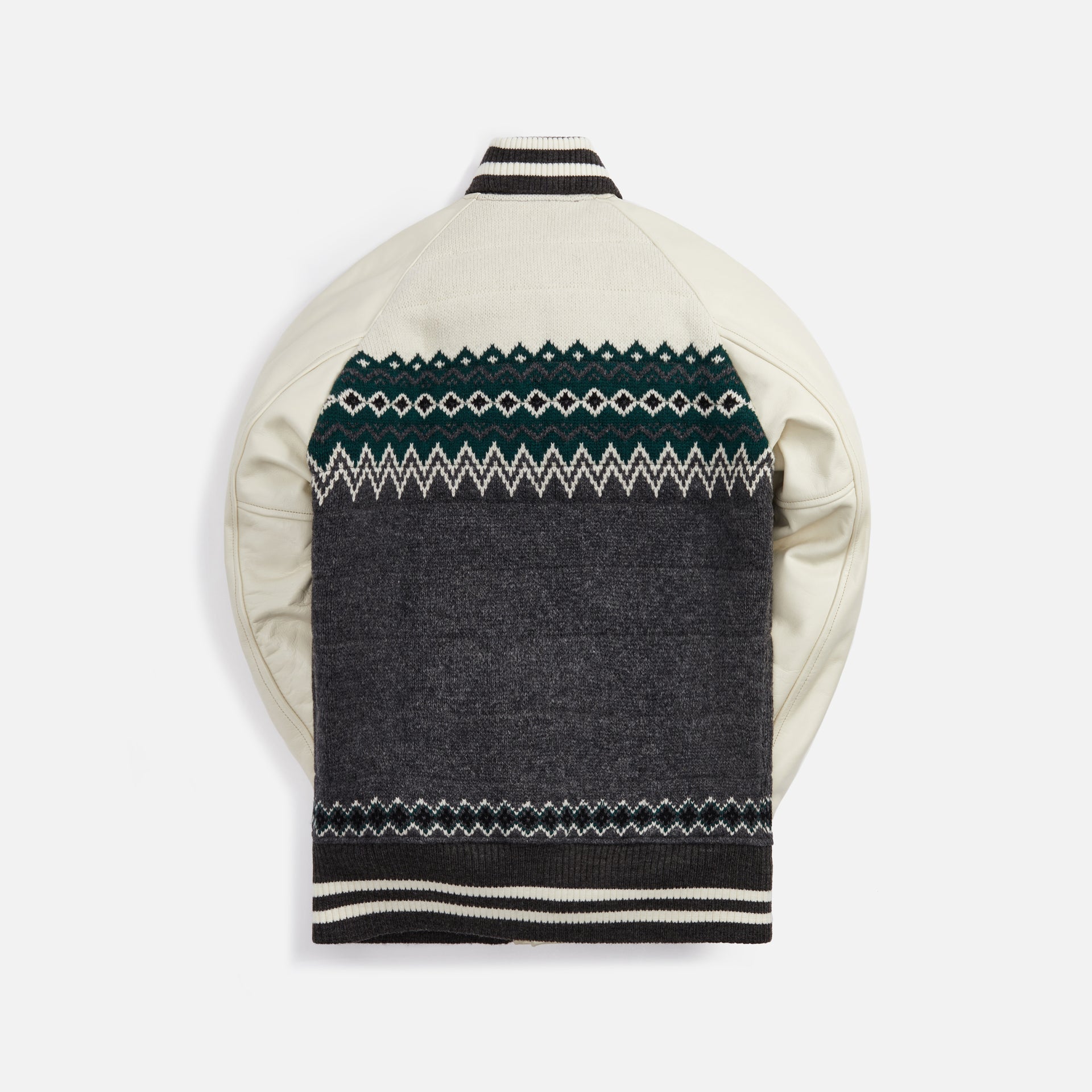 Junya Watanabe Man Wool Jacquard x Cowhide Jacket - Grey