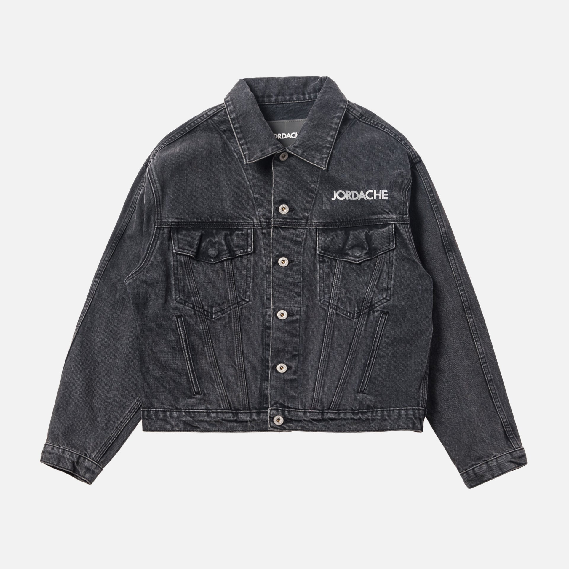 Jordache Vintage Denim Jacket w/ 3M Lettering -  Black