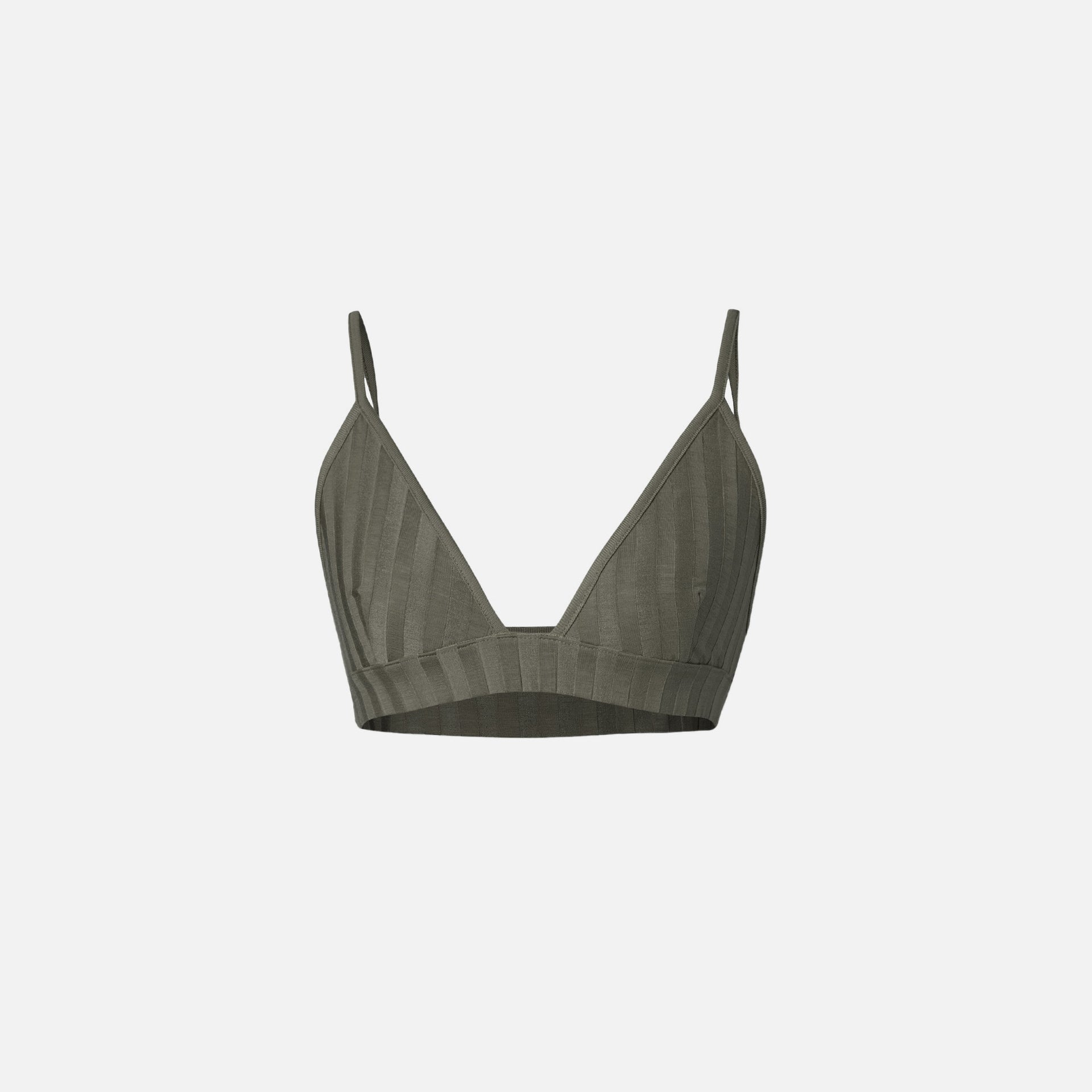 Jonathan Simkhai Rikki Compact Rib Triangle Bralette - Eucalyptus