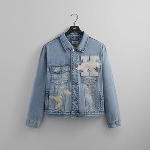 UrlfreezeShops Embroidered Centre Denim Jacket - Light Indigo