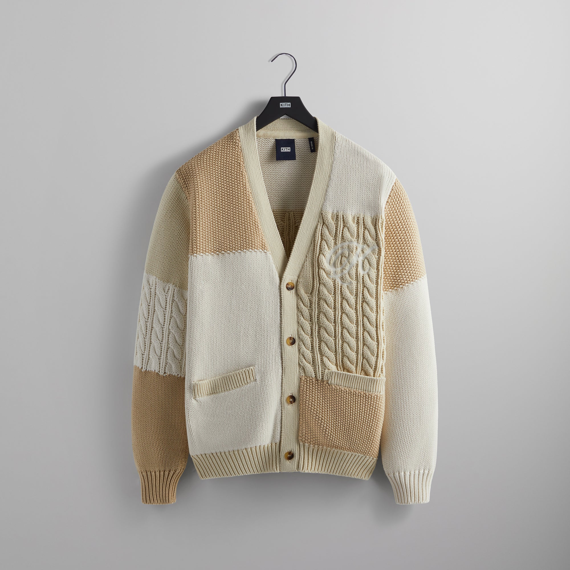 Supreme patchwork cable knit cardigan M