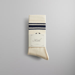Kith Striped Script Laurel Kith Logo Sock - Sandrift