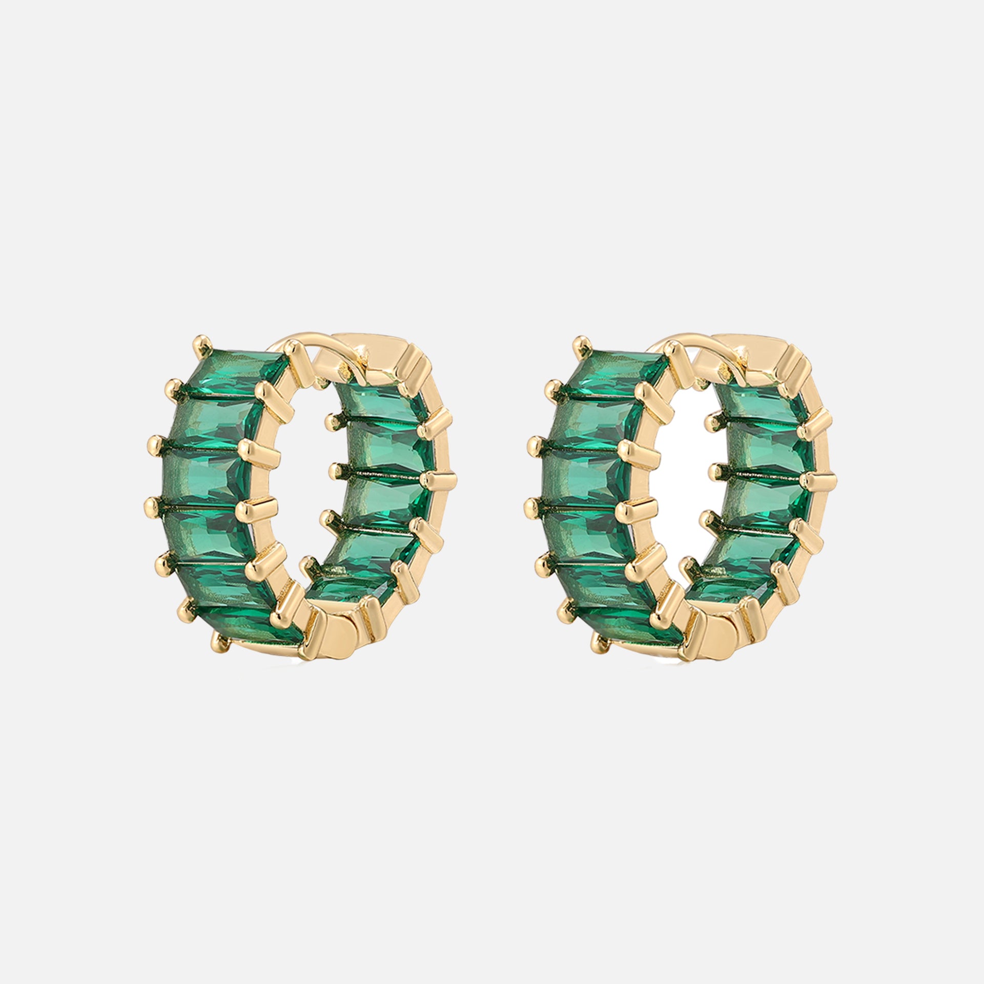 Luv AJ Emerald Ballier Huggie Hoop Earrings - Emerald Green / Gold