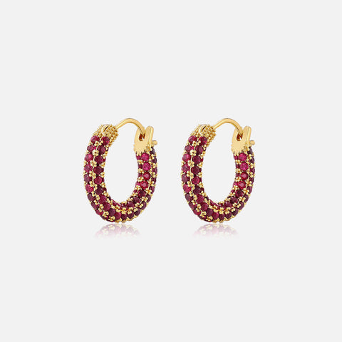 Luv AJ Pave Amalfi Huggies - Ruby Red / Gold