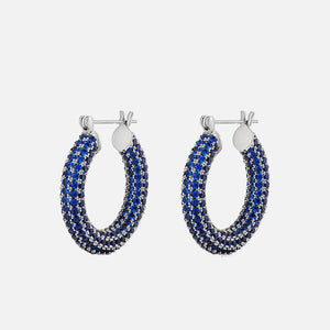 Luv AJ Pave Baby Amalfi Hoop Earrings - Blue Sapphire / Silver