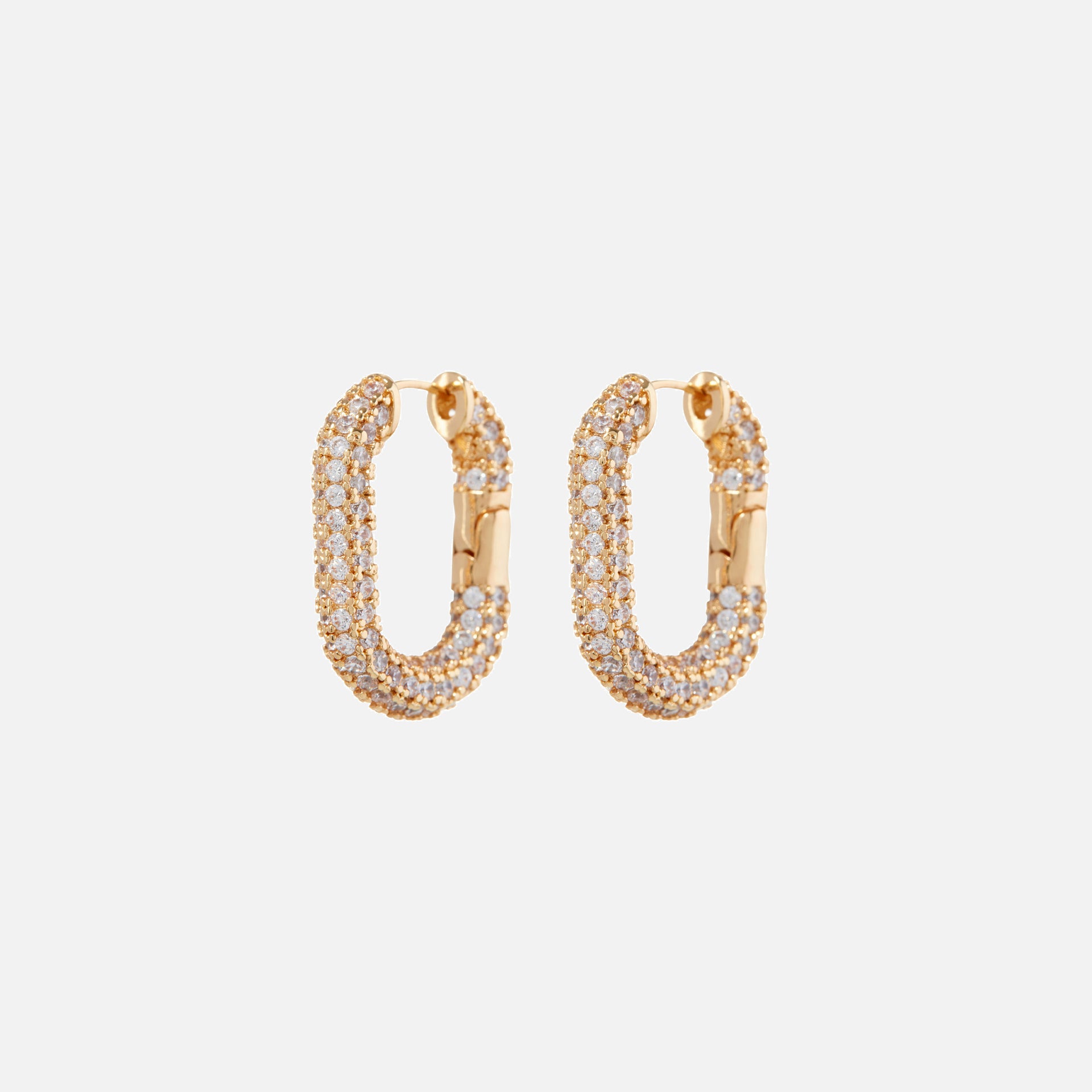 Luv AJ XL Pave Chain Link Hoops - Gold