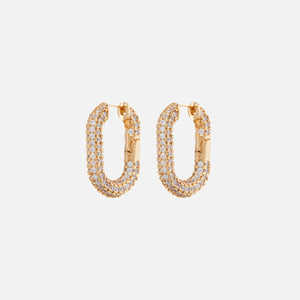 Luv AJ XL Pave Chain Link Hoops - Gold