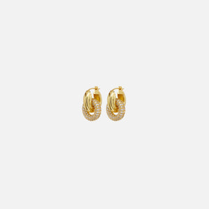 Luv AJ Pave Interlock Hoops - Gold