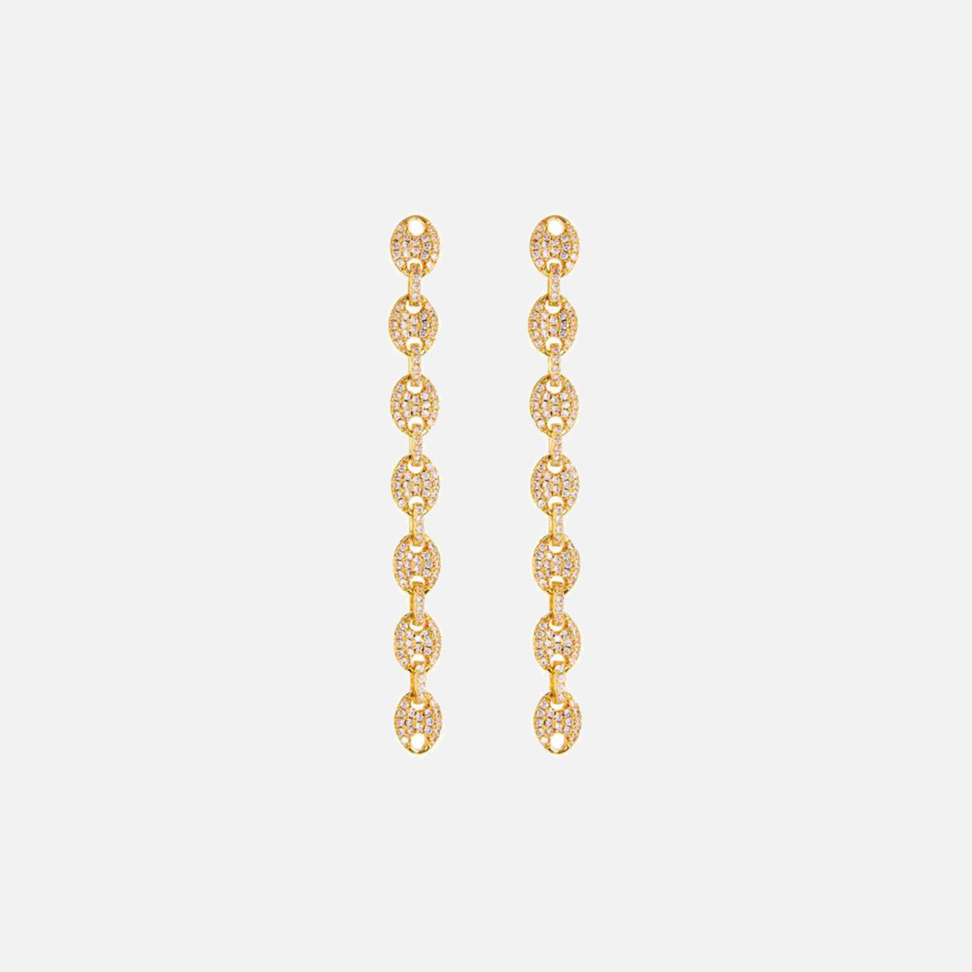 Luv AJ The Pave Mariner Link Drop Earrings - Gold