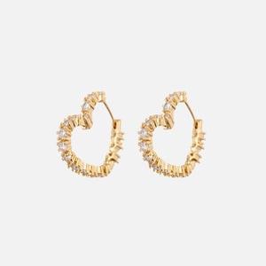 Luv AJ Diamond Heart Bijoux Hoop Earrings - Gold