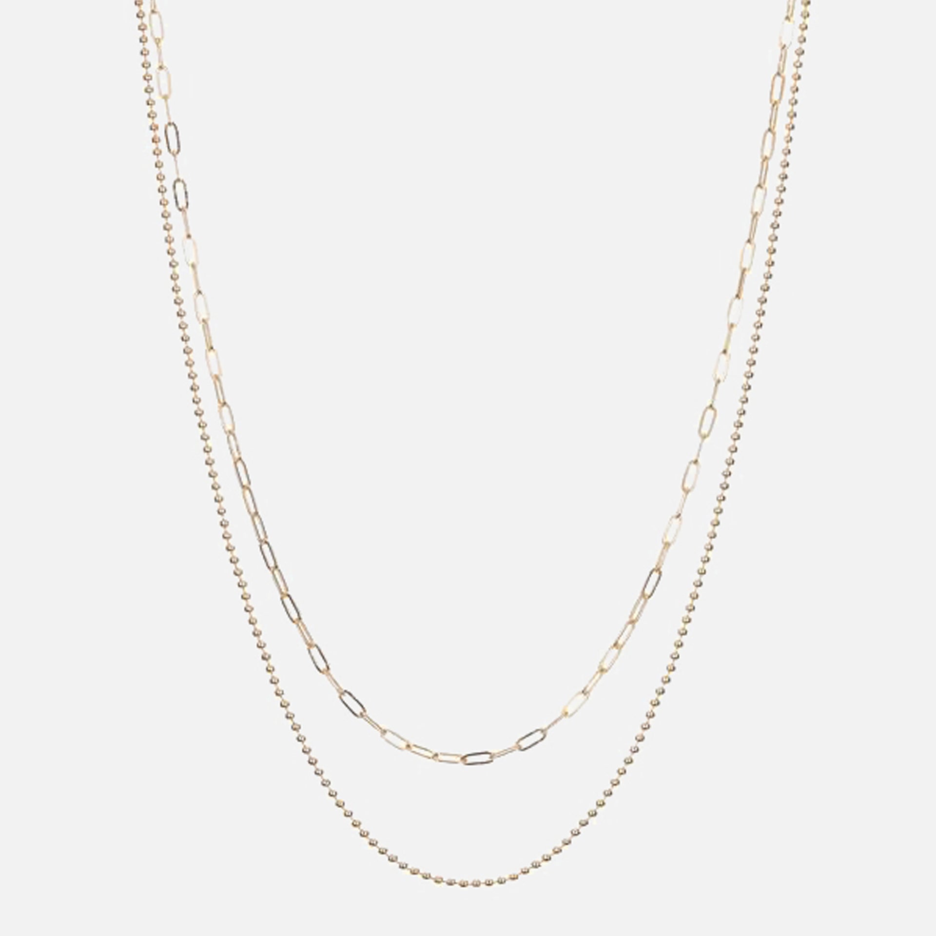 Luv AJ The Beaded Double Chain Charm Necklace - Gold