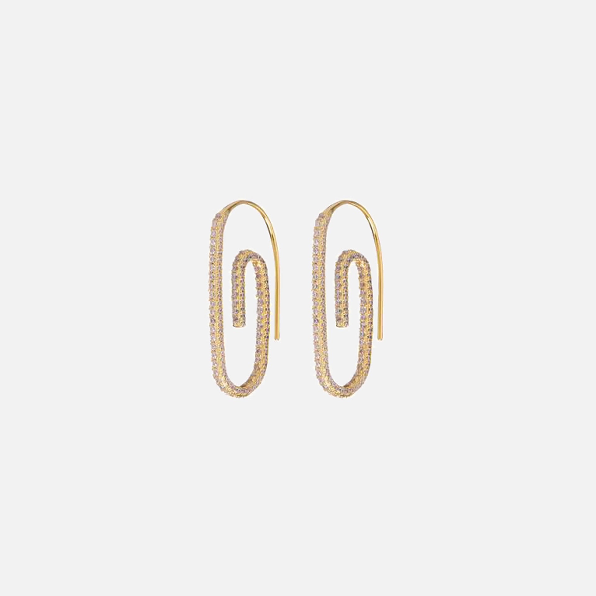 Luv AJ Pave Paperclip Earrings - Gold