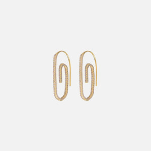 Luv AJ Pave Paperclip Earrings - Gold