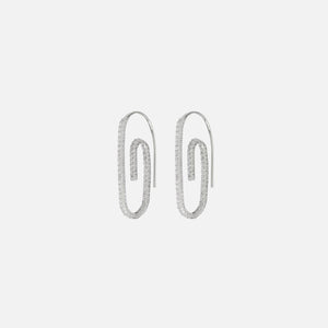 Luv AJ Pave Paperclip Earrings - Silver