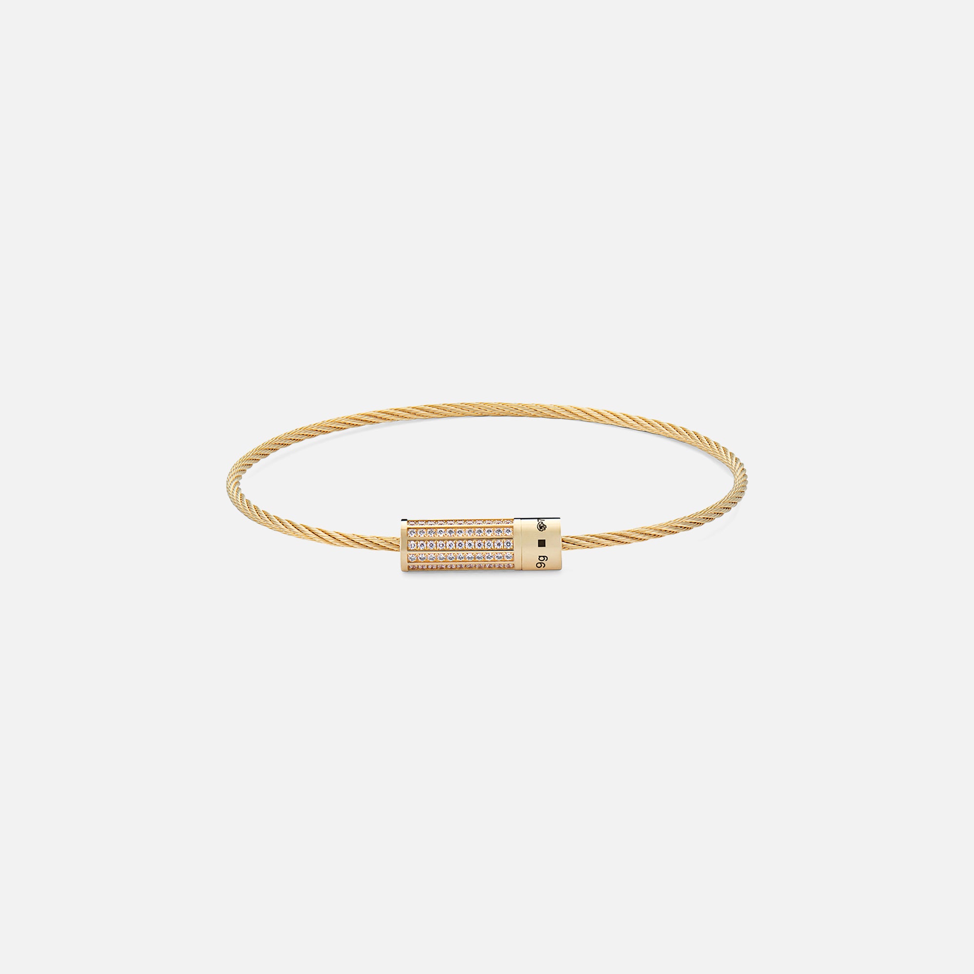 Le Gramme 9g Polished Cable Bracelet with 11 Lines of White