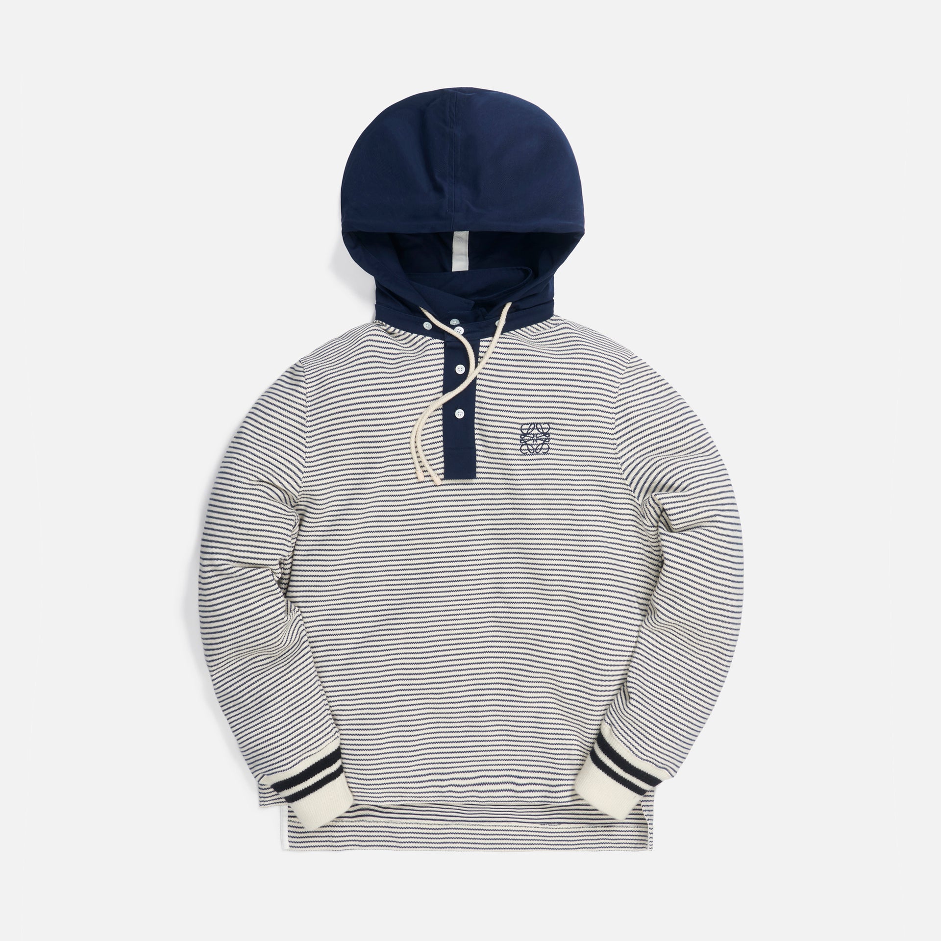 Loewe Stripe Hoodie Polo - Navy / Ecru