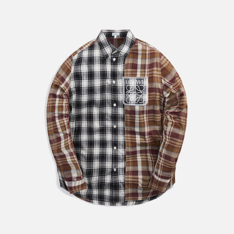 Loewe Patchwork Check Shirt - Brown / Multicolor