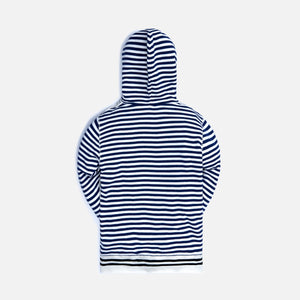 Loewe Reverse Fleece Anagram Striped Hoodie - Ecru / Navy