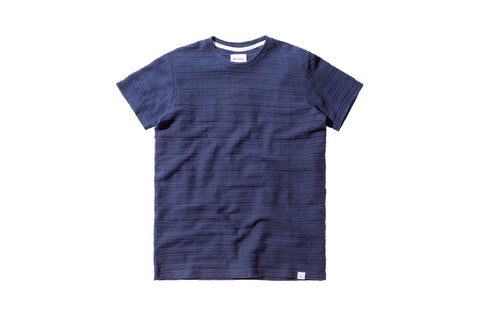 Norse Projects Niels Textured Stripe - Navy