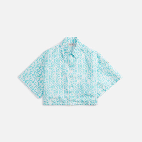 Moncler Shirt with Printed Logo - Teal / White