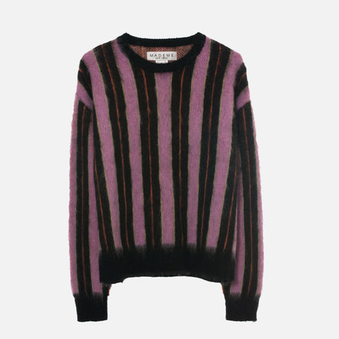 MadeMe Vertical Striped Mohair Sweater - Black / Pink