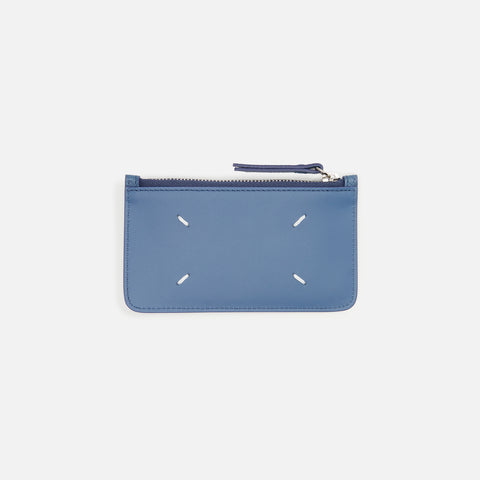 Margiela Zip Card Holder Grainy Leather - Denim Blue