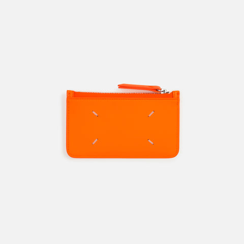 Margiela Zip Card Holder Fluo Grainy Leather - Orange Popsicle