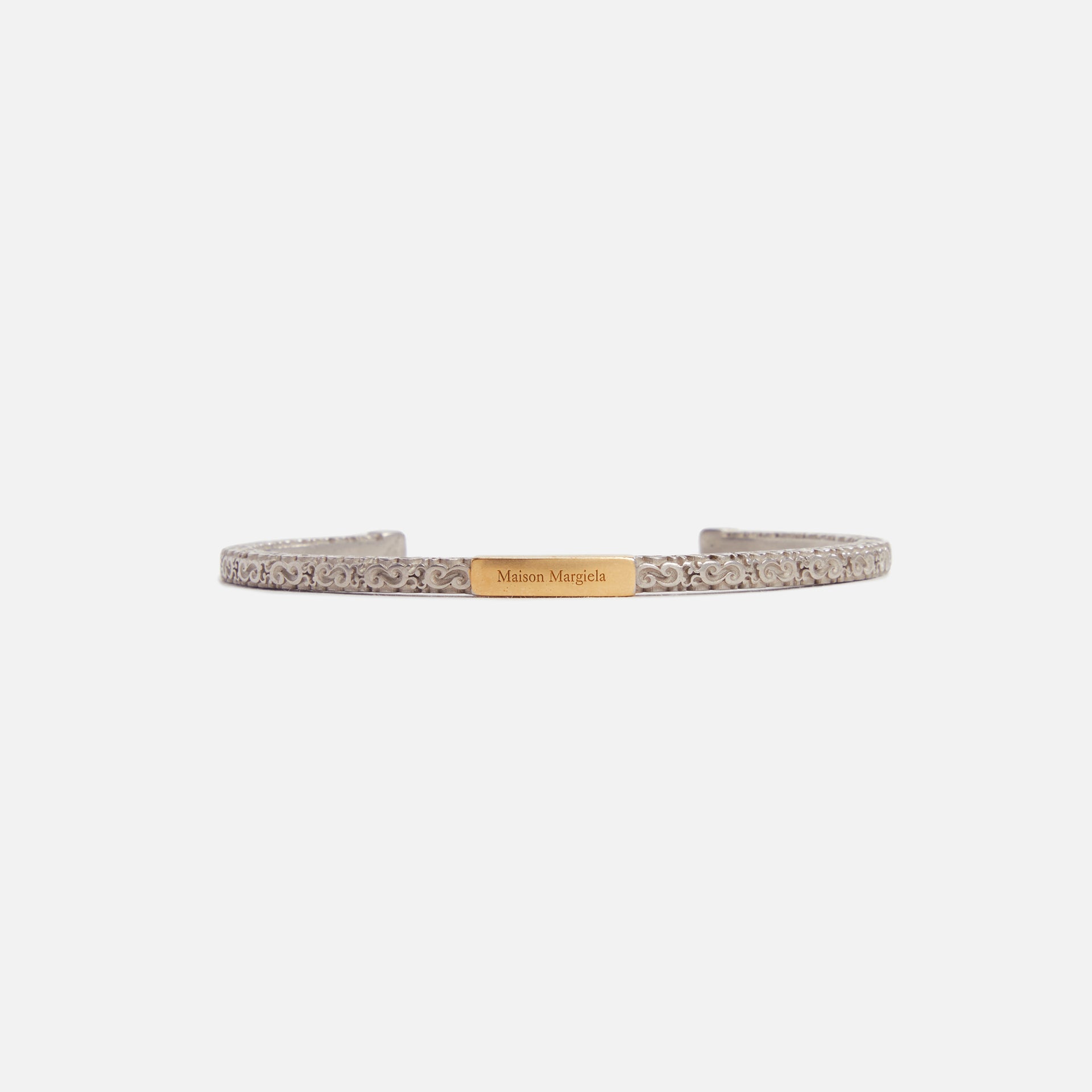 Margiela Intricate Carved Cuff Bracelet - Silver