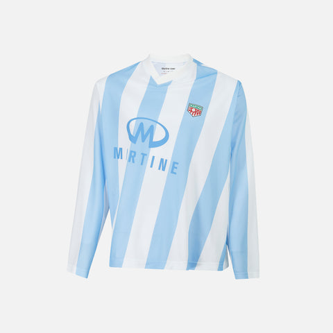 Martine Rose Twist Football Top - White / Light Blue Stripe
