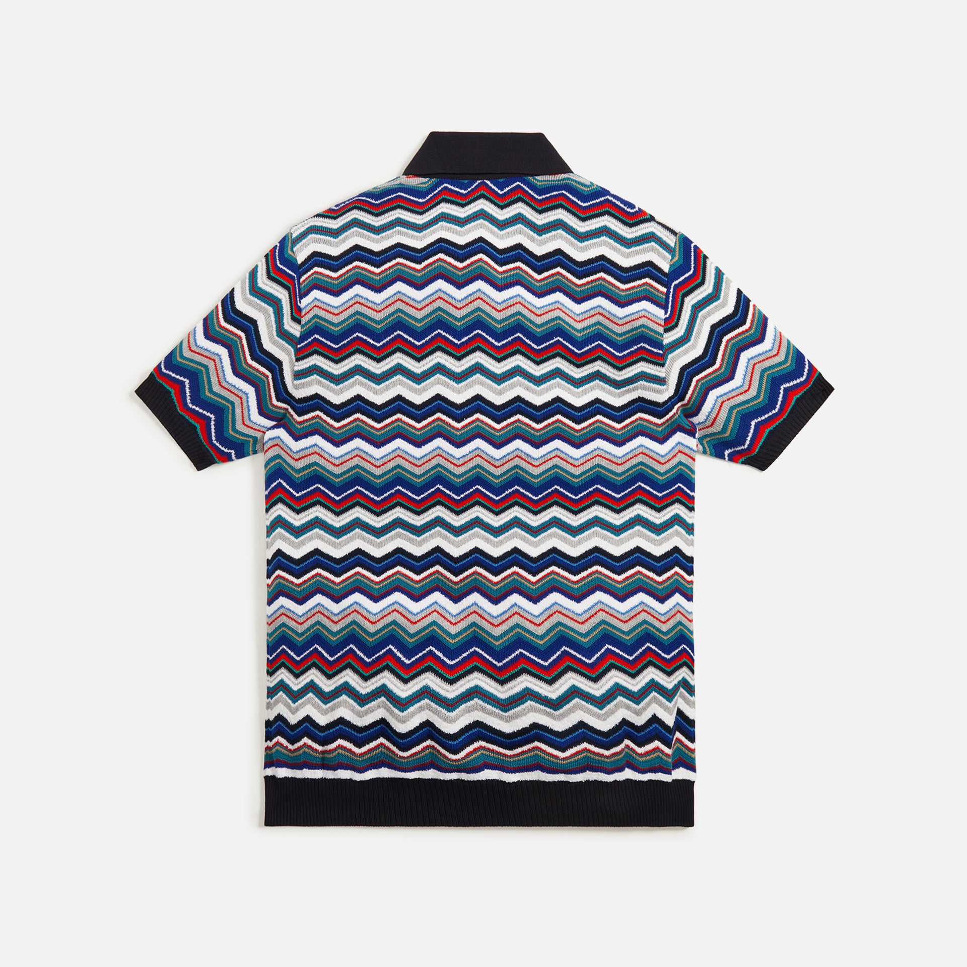 Missoni Zig Zag Short Sleeve Polo - Bianco Ottanio Grigio Bluet