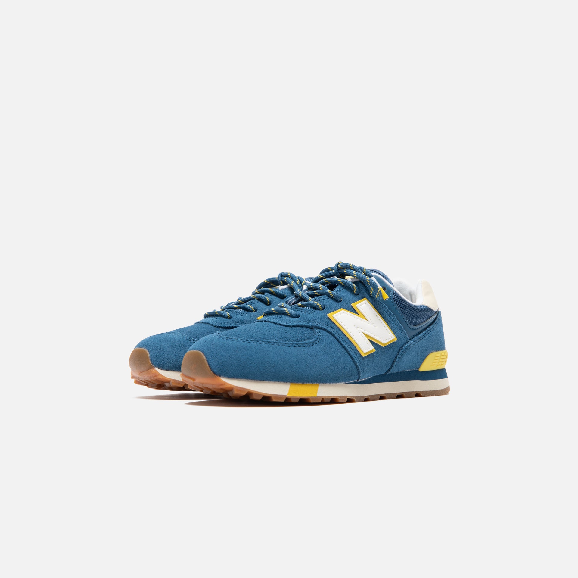 New Balance Pre-School 574 Classic - Dark Blue / Chartreuse