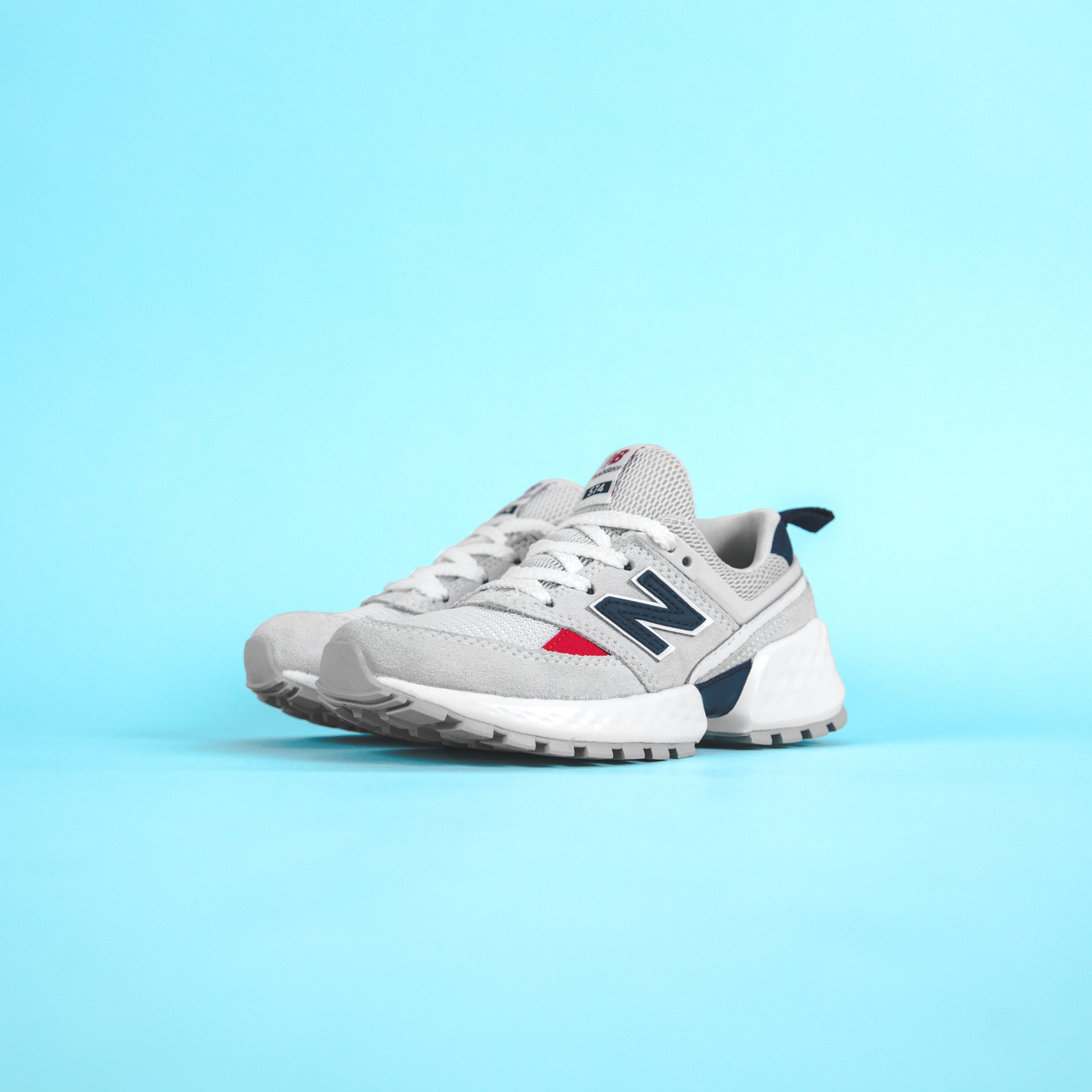 New Balance Pre-School 574 - Sport Grey / Blue / Red