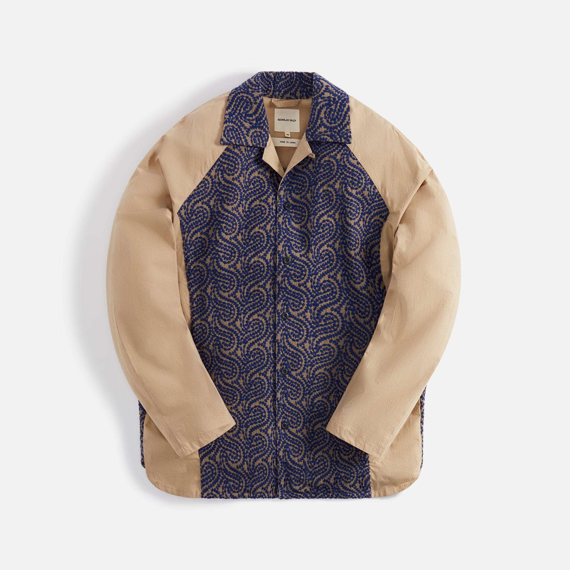 Nicholas Daley Raglan Embroidery Shirt - Beige / Navy – Kith