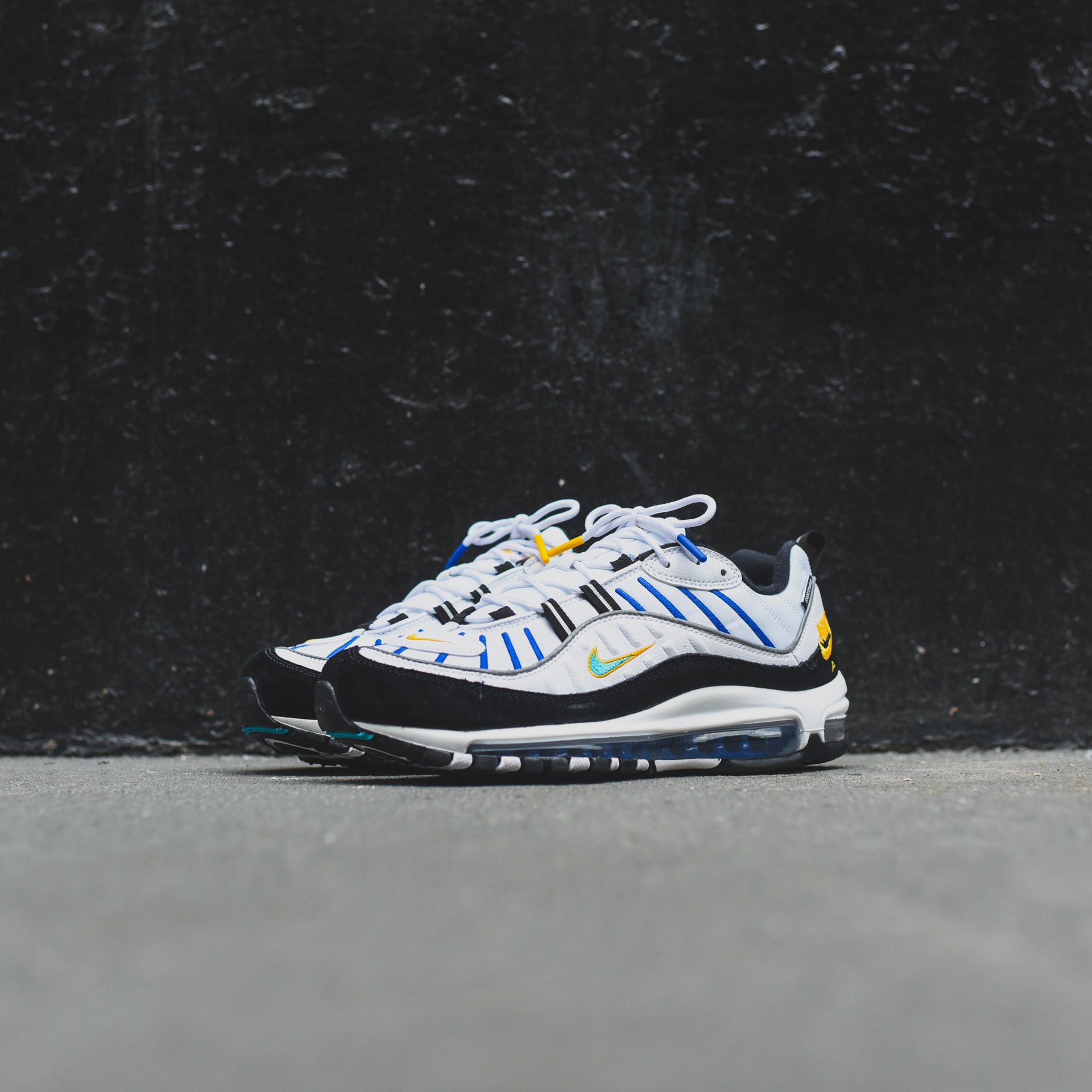 Nike Air Max 98 Premium - White / Teal Nebula / University Gold / Black