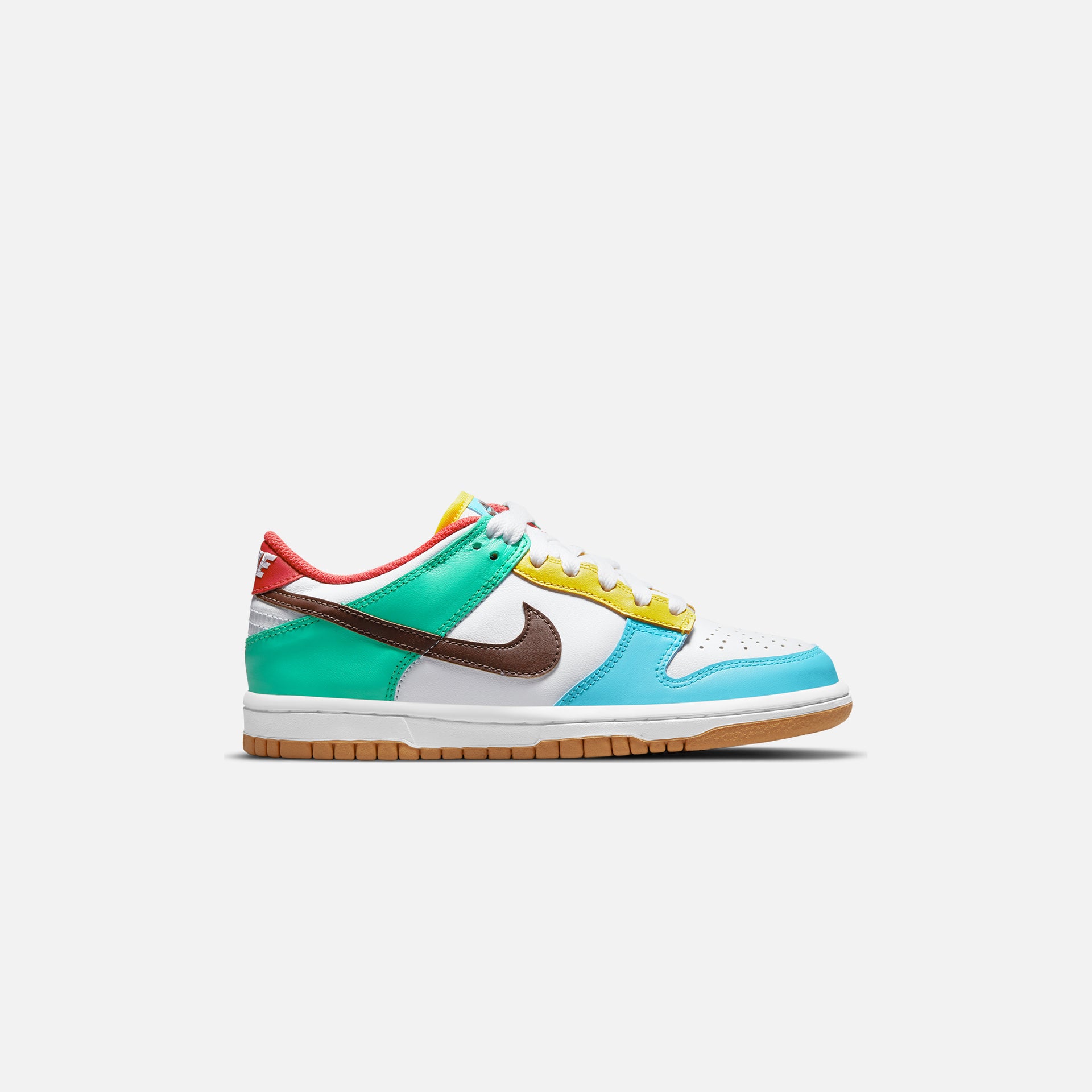 Nike GS Dunk Low SE - White / Light Chocolate / Roma Green / Turquoise