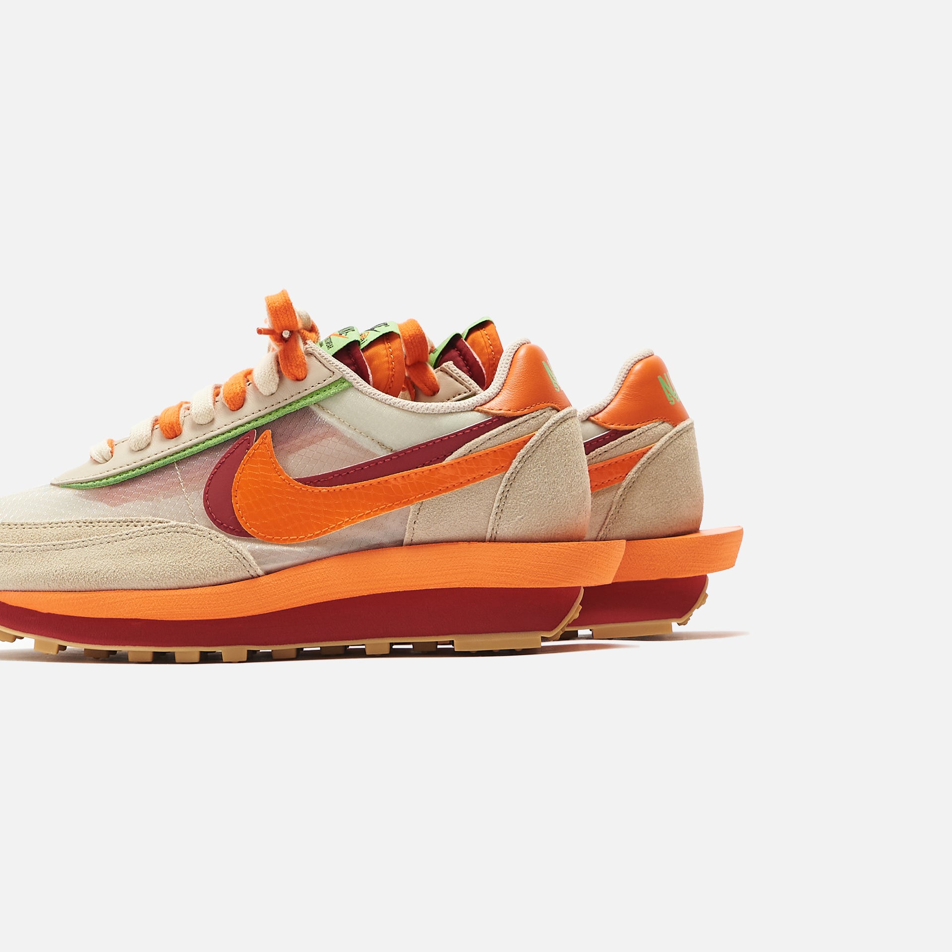 Nike x Sacai x Clot LDWaffle - Net / Orange Blaze / Deep Red / Green Bean