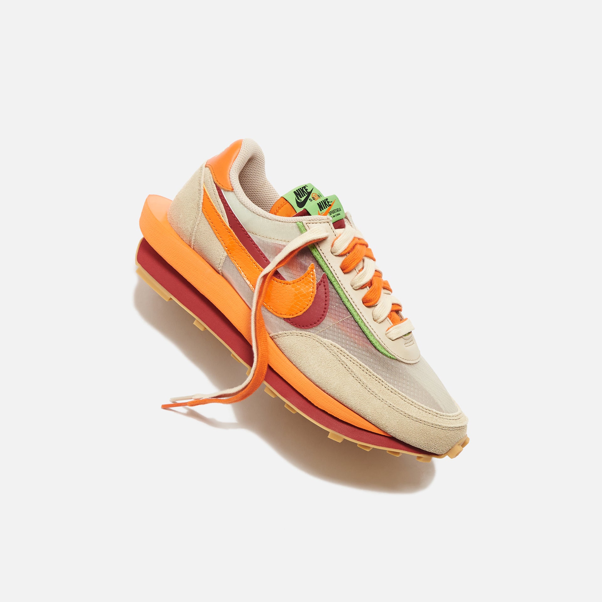 Nike x Sacai x Clot LDWaffle - Net / Orange Blaze / Deep Red / Green Bean