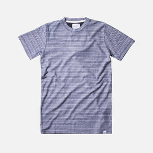Norse Projects Niels Multi Textured Stripe Tee - Navy / White