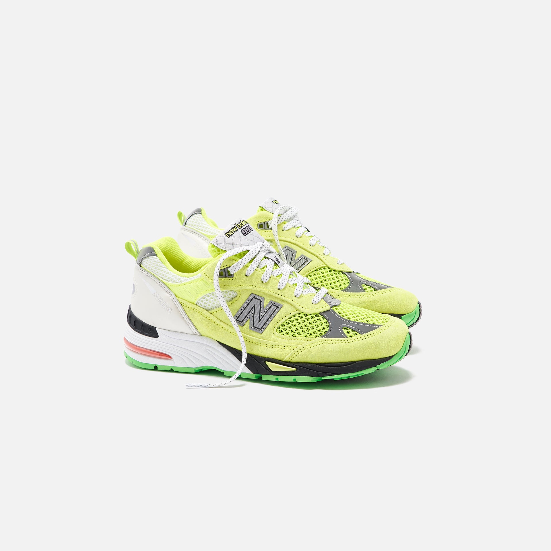 New Balance x Aries Arise WMNS Made in UK 991 - Neon Yellow / Silver / White