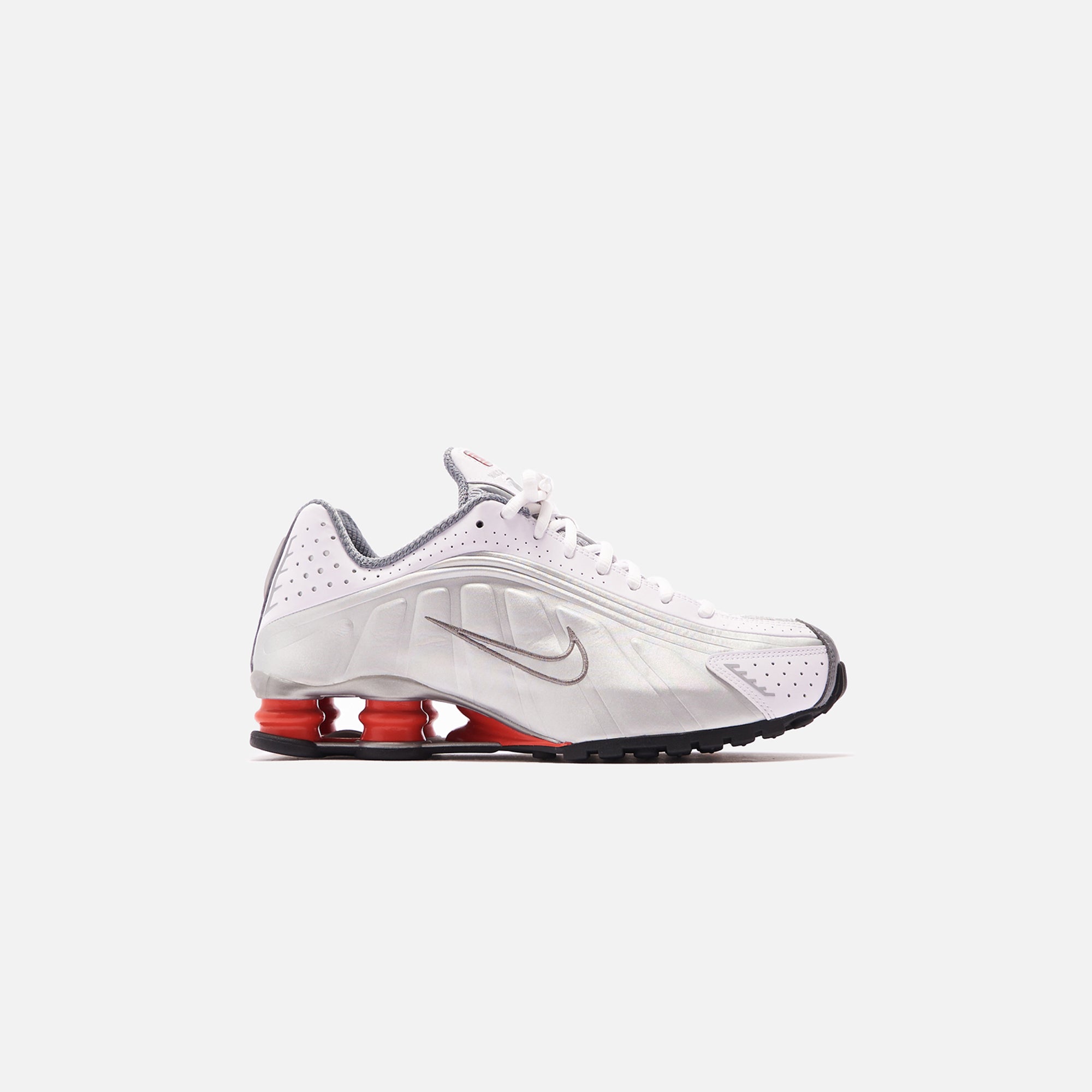 Nike shox r4 white silver clearance red