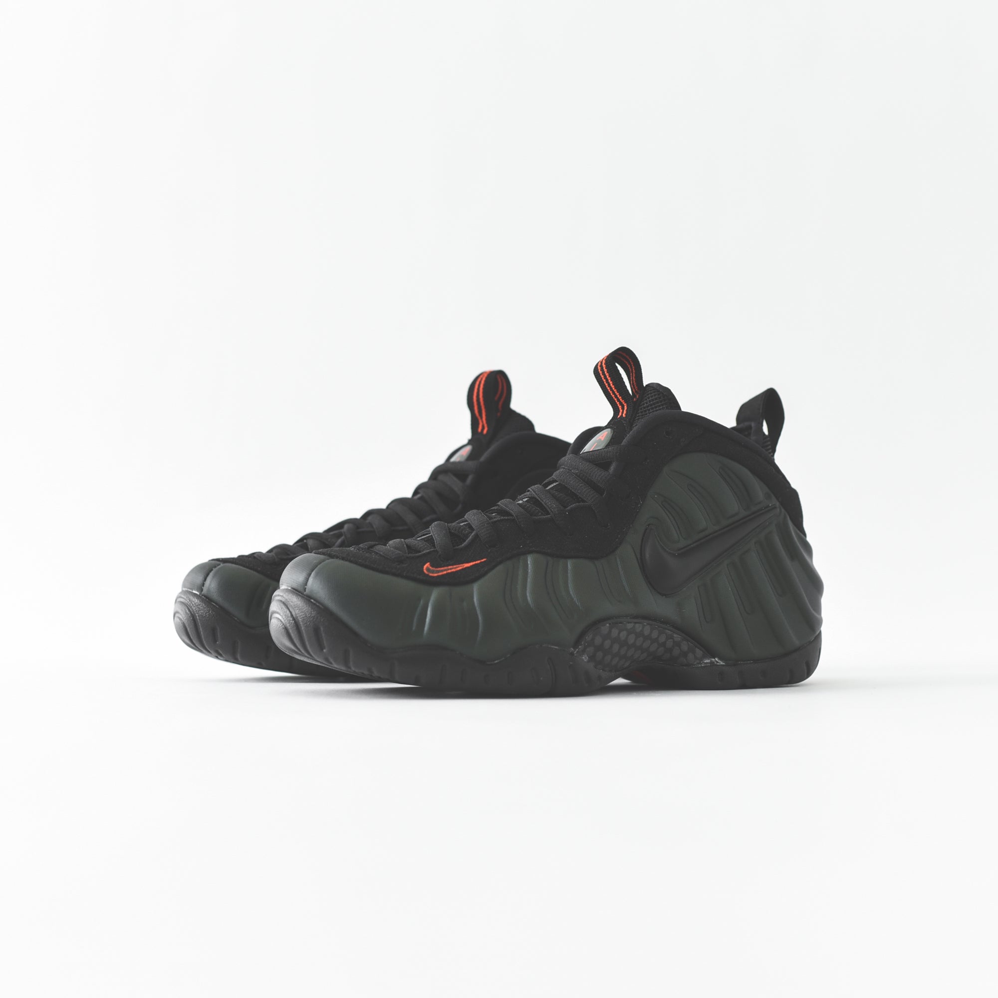 nike foamposite sequoia black team orange